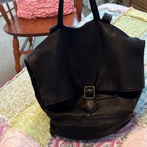 Elegant Black Leather Women's Backpack